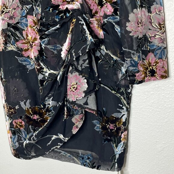 Yumi Kim Wild Bloom Floral Faux Wrap Mini Dress Timeless Velvet‎ Burnout Med NWT - Picture 7 of 14